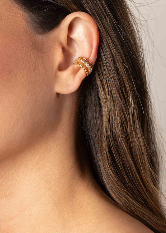 Piercing Linha Lisa, Cravejada e Com Esfera Dourado