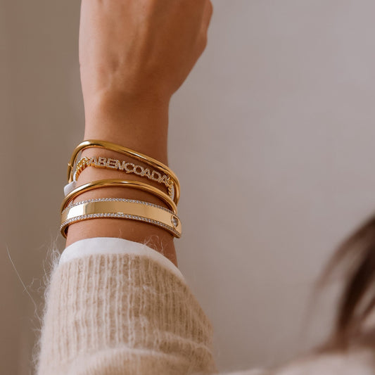 Pulseira Bracelete Liso Quadrado Dourado