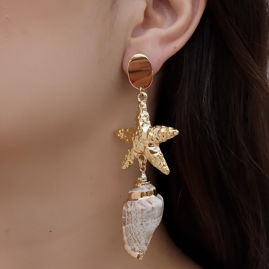 Brinco Estrela com Cochas Dourada