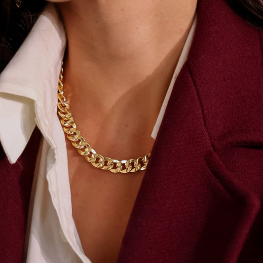 Colar Elos Planos Dourado