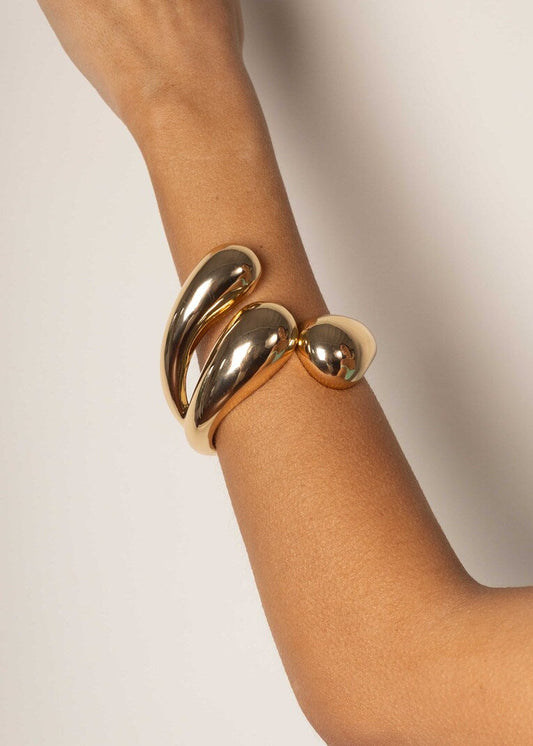 Bracelete Maxi Triplo Dourado Liso