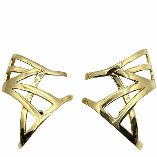 Brinco Ear Cuff Linhas Cruzadas Dourado