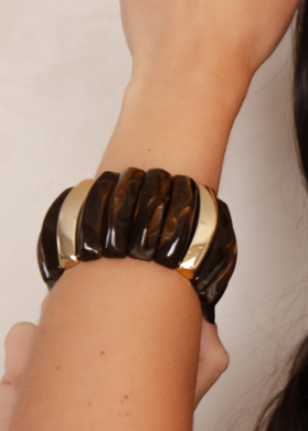 Pulseira Resinada com Detalhes Dourados