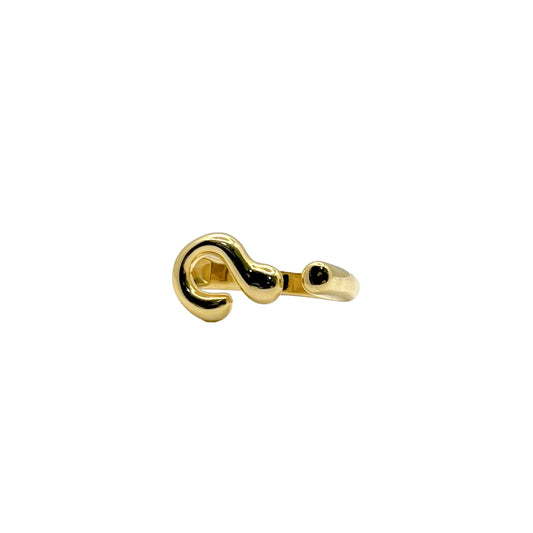 Anel Aberto Liso Detalhe Ondulado Dourado