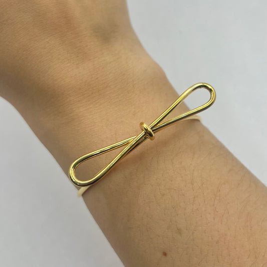 Pulseira Bracelete Laço Liso Dourado