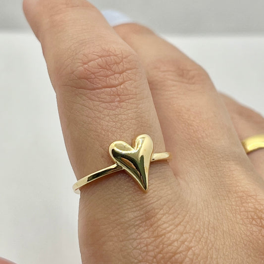 Anel Coração Alongado Dourado