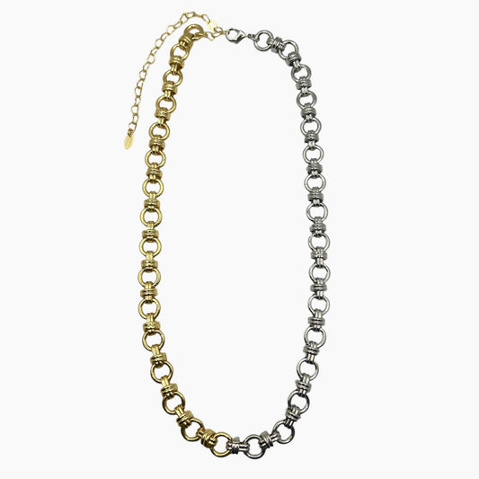 Colar Elos Ovais Dourado e Prateado