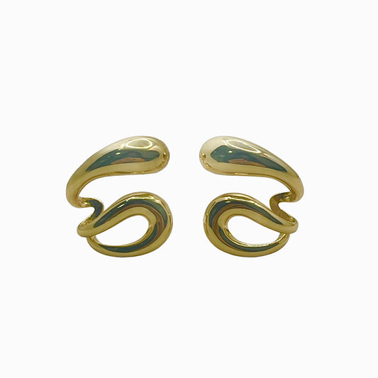 Brinco Ear Cuff Gotas Lisas Dourado/Prateado