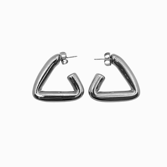 Brinco Argola Triangular Arredondada Prateado
