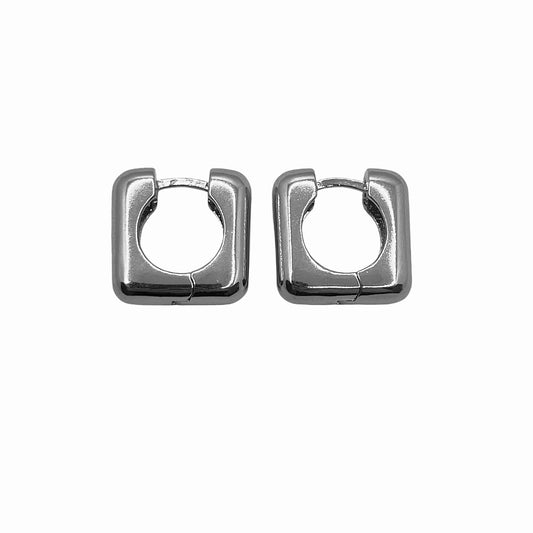 Brinco Argola Quadrada Prateado
