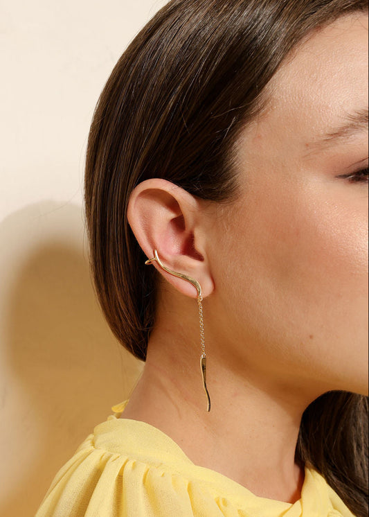 Brinco Dourado Snake Longo