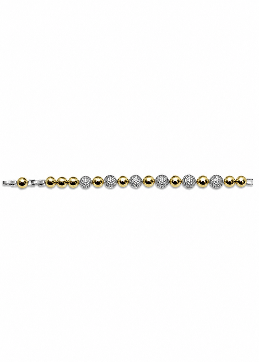 Pulseira Esferas Douradas e Cravejadas