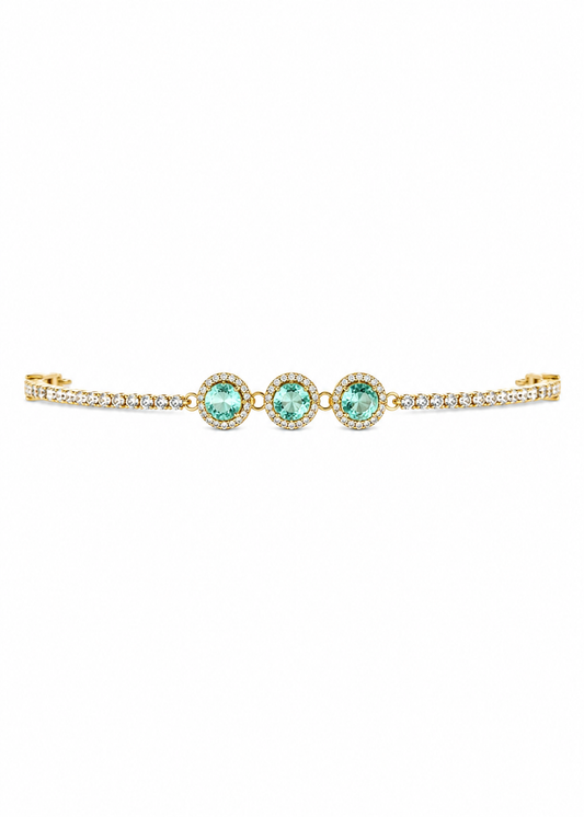 Pulseira Dourada com Cristais Redondos