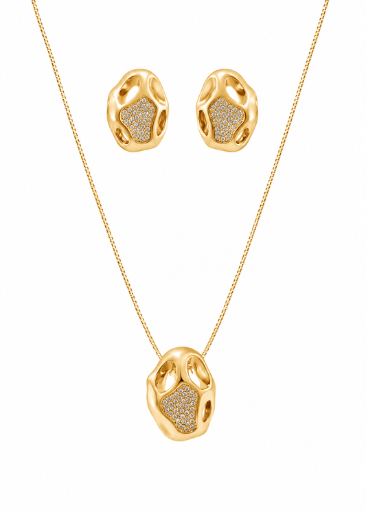 Conjunto Dourado Orgânico Cravejado