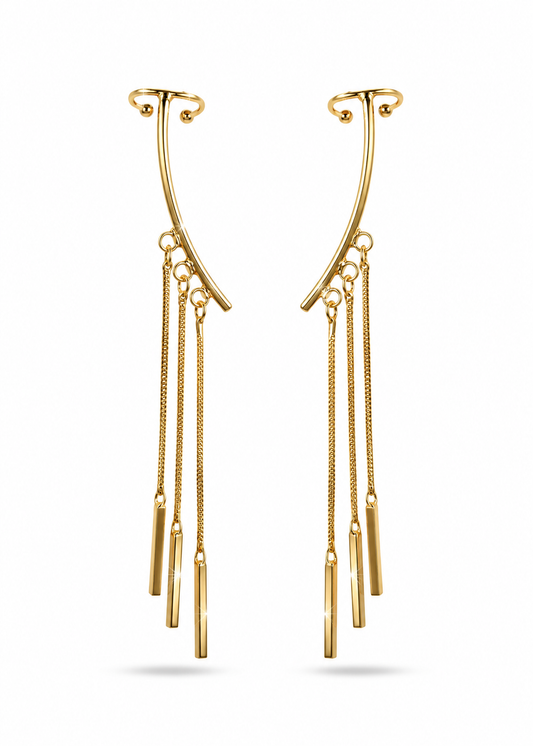 Brinco Ear Cuff com Correntes Dourado