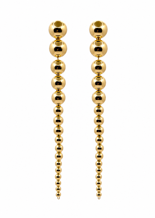 Brinco Longo Esferas Dourado
