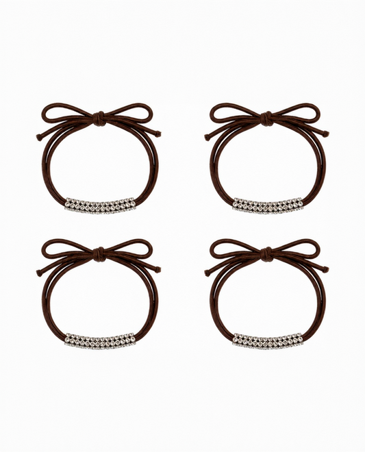 Amarrador de Cabelo Trio Preto ou Marrom com Detalhe Cravejado Cristal