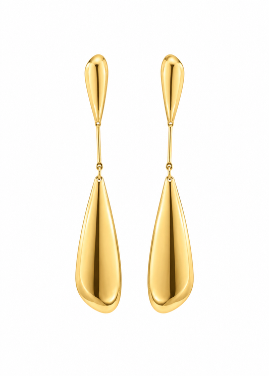 Brinco Longo Gota Metal Dourado