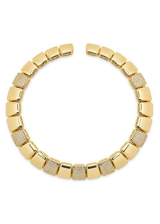 Choker Dourada Regulável com Cristais