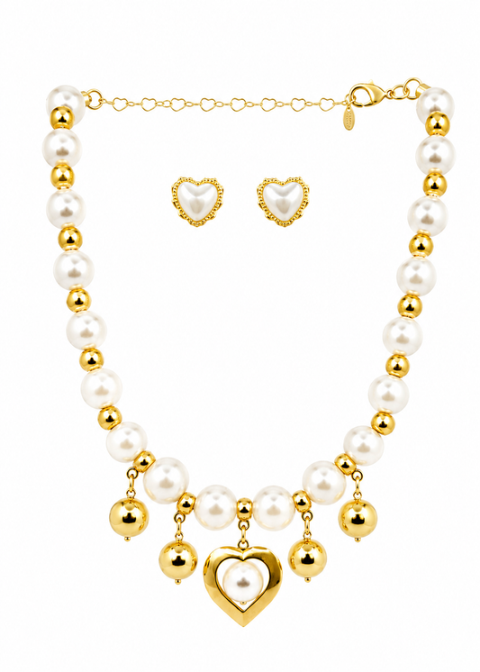 Conjunto Coração e Pérolas