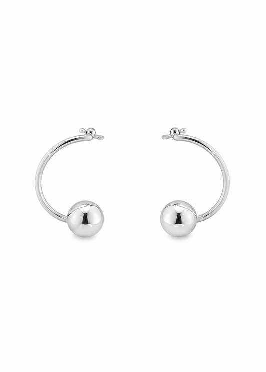 Brinco Bola Prateado com Ear Cuff