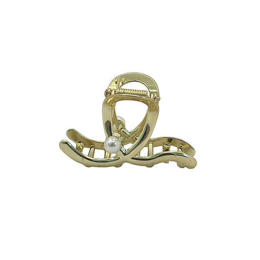 Piranha de Cabelo Laço P com Pérola Dourado