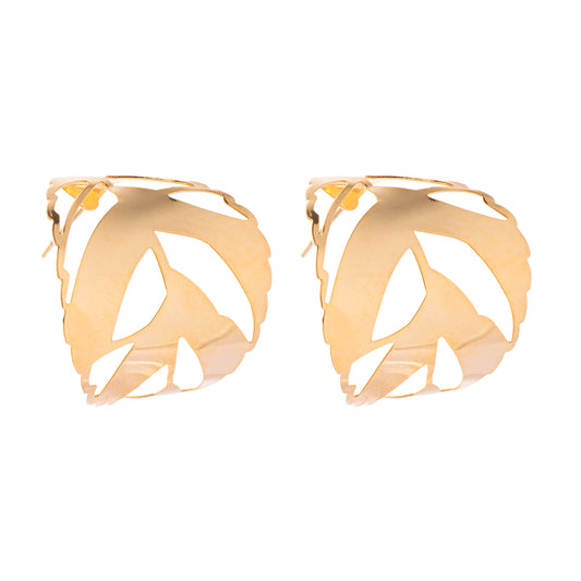 Brinco Argola Folha Vazada Dourado/Prateado