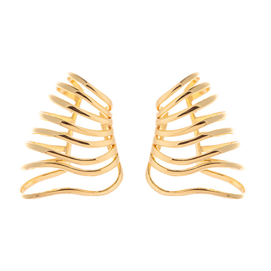 Piercing Maxi Linhas Duplo Liso Dourado