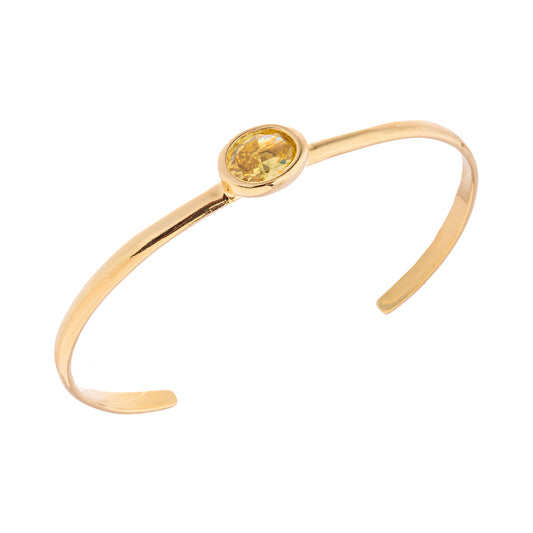 Pulseira Bracelete Liso Oval Amarelo Dourado