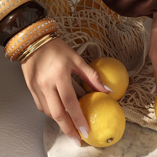 Pulseira Bracelete Duplo Arredondado Liso Dourado Nat Mosca