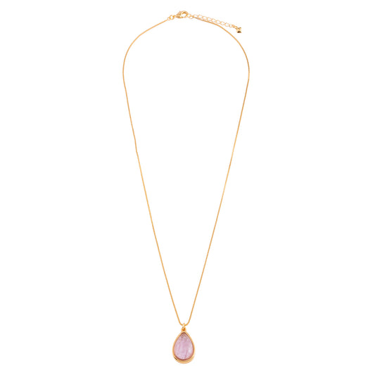 Colar Gota Pedra Natural Dourado