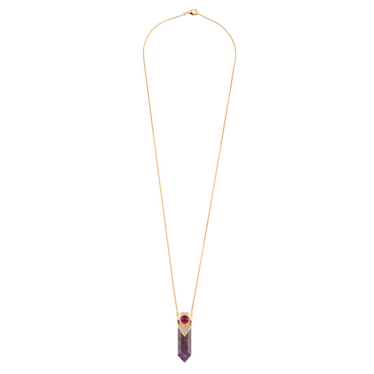 Colar Cristal Lapidado Pedra Natural Dourado