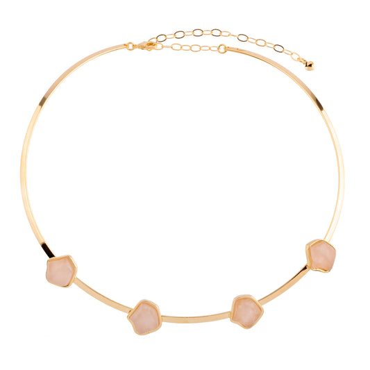 Colar Aro Pedra Natural Dourado