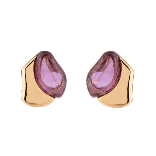 Brinco Detalhe Orgânico Pedra Natural Dourado