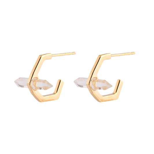 Brinco Argola Pedra Natural Dourado