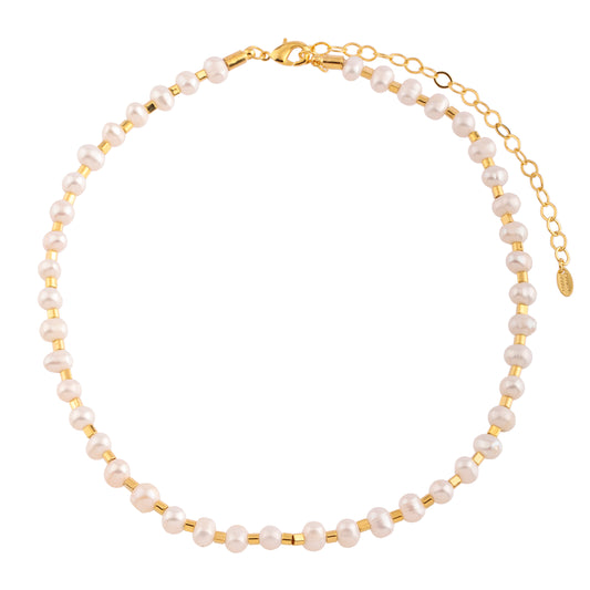 Colar Pérola com Detalhe Dourado