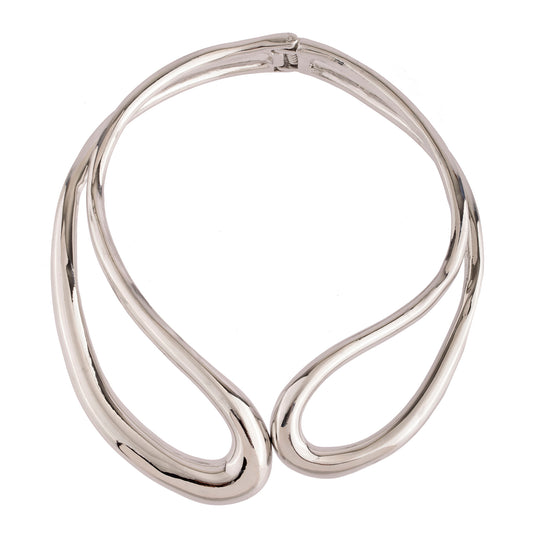 Colar Maxi Aro Vazado Prateado