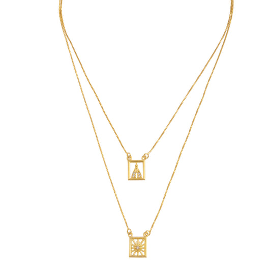 Colar Escapulário Nossa Senhora Dourado