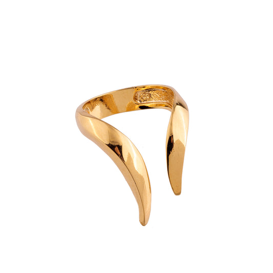 Anel Aberto Liso Ponta Dourado