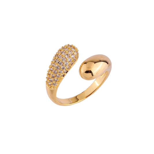 Anel Regulável Liso e Cravejado Dourado