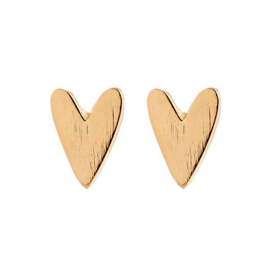 Brinco Coração Alongado Escovado Dourado