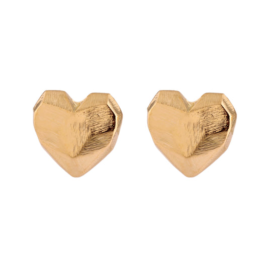 Brinco Coração Escovado Dourado