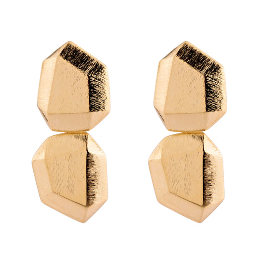 Brinco Duplo Escovado Dourado