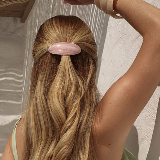 Grampo de Cabelo Resina Rosa/Creme Nat Mosca