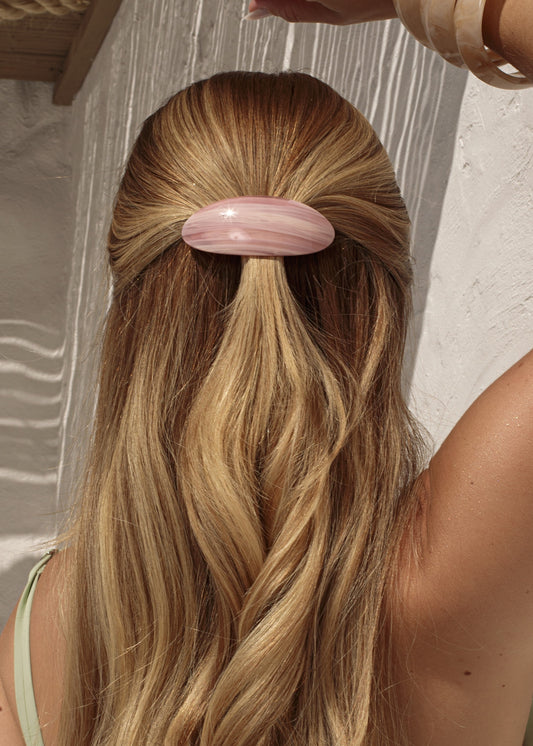 Grampo de Cabelo Resina Rosa/Creme Nat Mosca