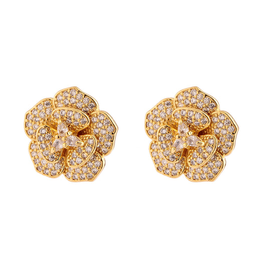 Brinco Flor Cravejado Dourado