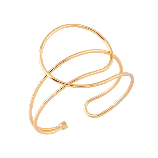 Pulseira Bracelete Enrolado Liso Orgânico Dourado