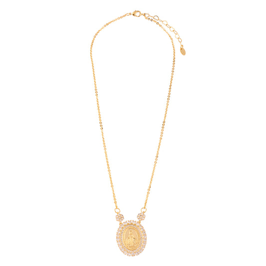 Colar Medalha Maria (Oração Maria Concebida) Dourado