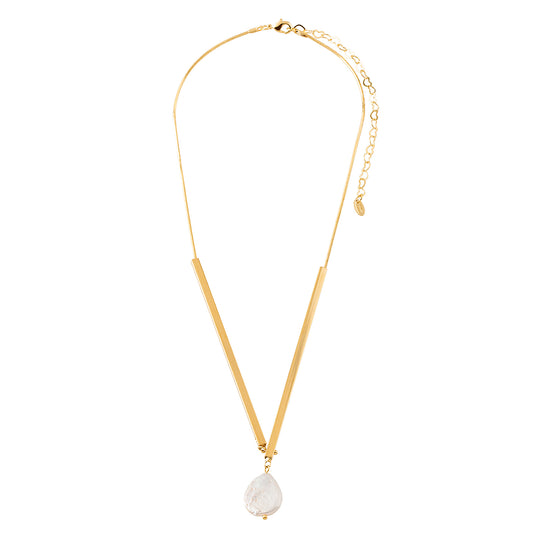 Colar Canos e Pérola Dourado