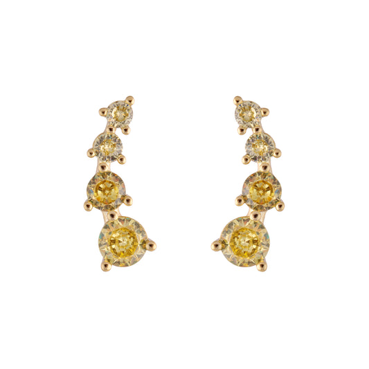 Brinco Ear Cuff Ovais Cravejados Amarelos Dourado